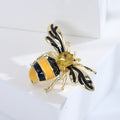 Enamel Bee Brooch Gold Tone Crystal Thorax Stripe Wings Pin view 4