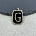 Black Enamel Rhinestone Letter Charm Pendant Gold-Tone Alloy view 12