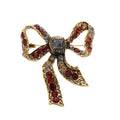 Ribbon Bow Crystal Metal Brooch Pin 4.8 x 4.3 cm for Jackets and Lapels view 1