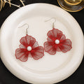 Colorful Wire Mesh Flower Pearl Look Long Hook Earrings view 10