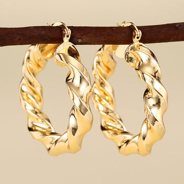 Gold Twisted Rope Hoop Earrings Seven Styles Metal Alloy