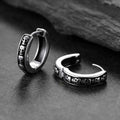 Silver Skull Carved Huggie Hoop Earrings Metal Alloy view 2