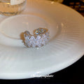 Silver Tone Wide Open Ring With Dense Crystal Flower Pattern view 4