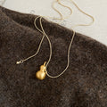 Gold Tone Brushed Gourd Pendant on Fine Chain Necklace view 6