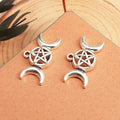Triple Moon Pentagram Charm Metal Jewelry Making Component In 4 Finishes view 8