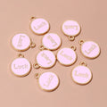 Round LUCK Enamel Metal Charms in Black Pink and White view 2