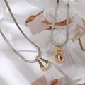 Silver-Tone Snake Chain Necklaces With Blue and White Portrait Pendants view 3