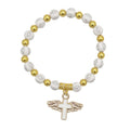 Winged Cross Bead Stretch Bracelets Six Colors Gold Spacers view 9