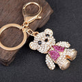 Standing Jeweled Bear Keychains in Blue and Pink Crystal Colors view 4