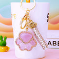 Crystal Paw Keychains with Matching Jeweled Straps in Five Colors view 1