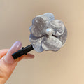 Resin Flower Pearl Center Duckbill Hair Clips Gray Green view 6