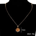 Orange Floral Crystal Pendant Necklace in Gold Tone view 5