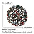 Openwork Round Floral Crystal Brooch in Antique Gold Tone view 5