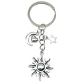 Antique Silver Sun Moon Heart and Star Celestial Charm Keychain view 5