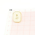 Gold Tone Rectangular Enamel Rose Stud Earrings in Two Colors view 2