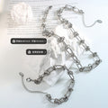 Steel Knot Link Chain Necklace And Matching Bracelet Set view 2