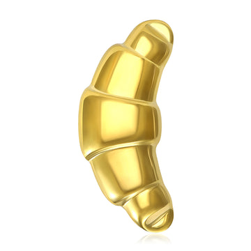 Polished Croissant Brooch in Two Metal Tones for Jackets Scarves and Lapels