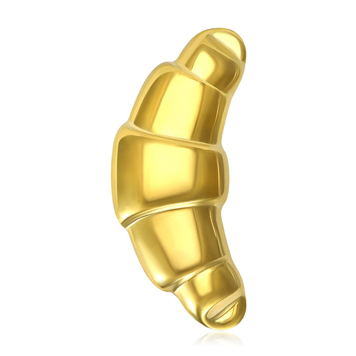 Polished Croissant Brooch in Two Metal Tones for Jackets Scarves and Lapels