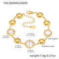 Gold Bead Czech Glass Station Bracelet Round Links view 7