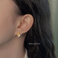 Gold Tone Conch Shell And Clear Stone Earrings In Stud And Clip Styles view 2