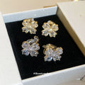 Crystal Flower Ear Cuffs with Layered Floral Clusters view 4
