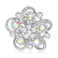 Openwork Rhinestone Flower Brooch Gold or Silver Metal Pin Brooch view 5