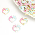 Pink and Blue Dolphin Heart Connector Charms in Two Tones view 1