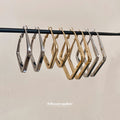 Angular Diamond Shaped Hoop Earrings In Two Sizes Matching Jewelry Pair view 3