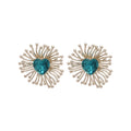 Crystal Leaf and Flower Drop Earrings in Green and Blue view 5