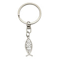 Silver-Tone Jesus Fish Metal Keychain, Single Or Organza Bag Set view 5