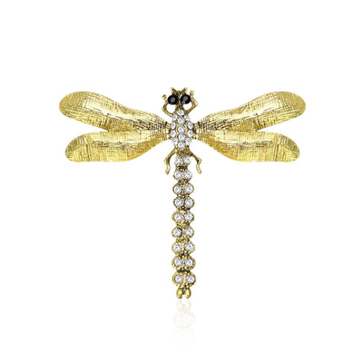Front view of Textured Metal Dragonfly brooch