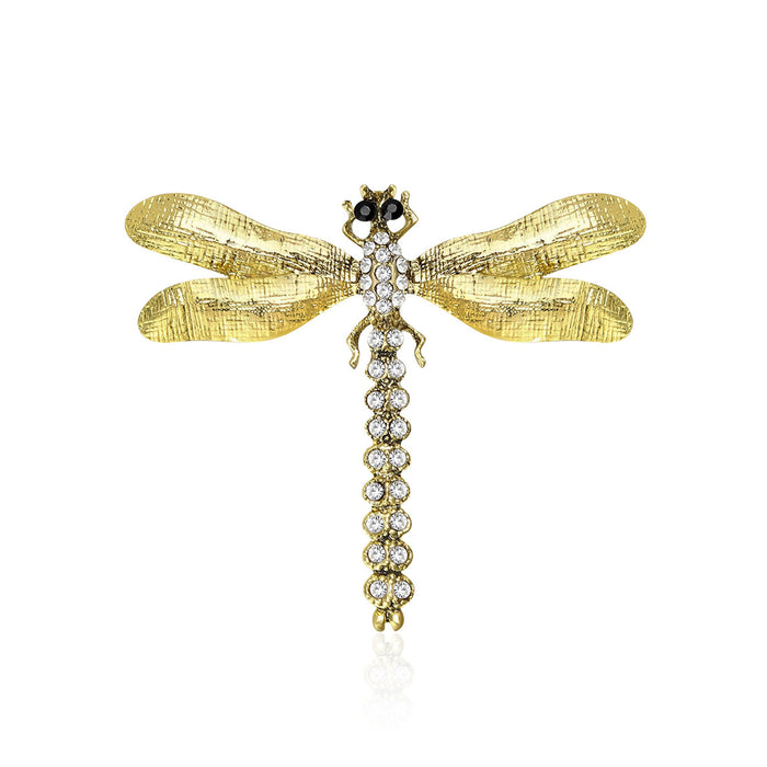 Textured Metal Dragonfly Brooch in Gold or Silver Tone