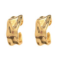 Gold Geometric Hollow Square Hoop Earrings Wave Edge view 5