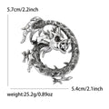 Antique Tone Coiled Dragon Brooch for Jackets, Coats, and Scarves view 6