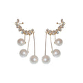 Crystal Vine Ear Climbers With Pearl Chain Drops Statement Jewelry view 5