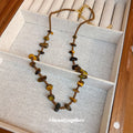 Tiger Eye Chip Bead Necklace Brown Cord Gold Clasp view 4