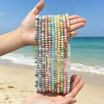 Eleven Color Abacus Bead Necklaces With Round Carabiner Clasps