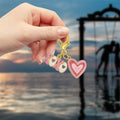 Gold Pink XOXO Layered Heart Enamel Lobster Clasp Charm view 3