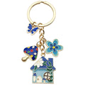 Blue Pink and Green Butterfly Mushroom House Keychains view 5