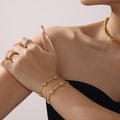 Heart Zircon Link Bracelet Stainless Steel Adjustable view 4
