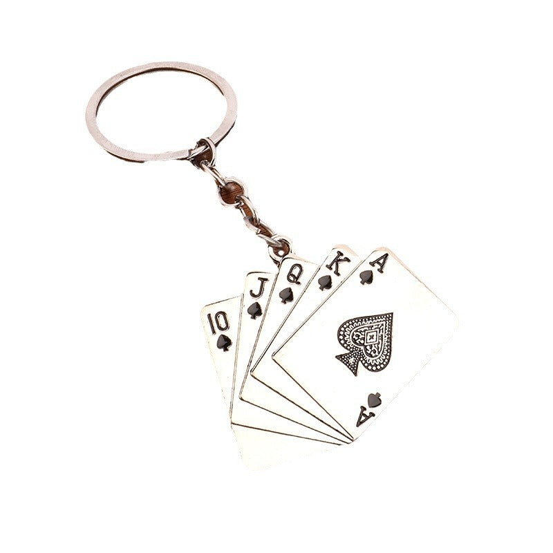 Metal Playing Card Keychain Creative Gift Key Ring Accessory
