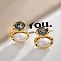 Glass Crystal Pearl Oval Stud Earrings for Women in 2 Pictured Styles view 4