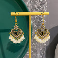 Three Antique Gold Pearl Look Fringe Hook Earrings view 6