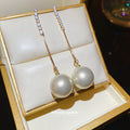 Crystal Bar and Pearl Threader Drop Earrings with Polished Details view 4