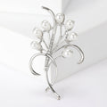 Pearl Floral Branch Bow Brooch With Faceted Crystals And Polished Metal Details view 6