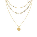 Triple Layer Gold Necklace Carpe Diem Coin Pendant Set view 5