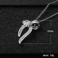 Clear Baguette Crystal Bow Knot Pendant in Silver Tone view 5