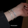 Double Row Clear Crystal Hinged Bangle In Silver Tone Or Gold Tone view 1