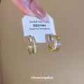 Gold Double Band Shell Inlay Hoop Earrings With A Polished Gold-Tone Finish view 2
