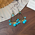 Antique Tone Teardrop Frame Beaded Hook Earrings Jewelry Pair view 6